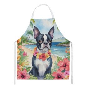 Boston Terrier Luau Apron Cooking Kitchen Server Baking Crafts Gardening for Adult Women Men, Unisex, Large, Multicolor