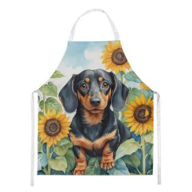 Dachshund in Sunflowers Apron Cooking Kitchen Server Baking Crafts Gardening for Adult Women Men, Unisex, Large, Multicolor